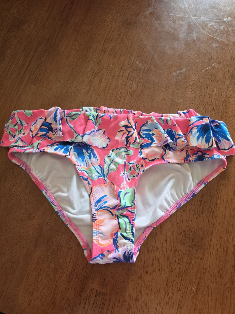 Lilly Pulitzer Neon Pink Floral Ruffle Bikini Bottoms